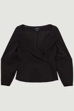 KarenMillen Veste peplum asymétrique ajustée en stretch compact<Femme Tailleurs|Manteaux Et Vestes D’Automne