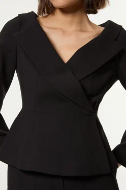 KarenMillen Veste peplum asymétrique ajustée en stretch compact<Femme Tailleurs|Manteaux Et Vestes D’Automne