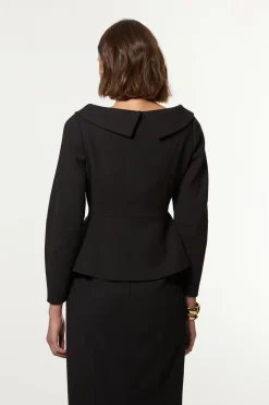 KarenMillen Veste peplum asymétrique ajustée en stretch compact<Femme Tailleurs|Manteaux Et Vestes D’Automne