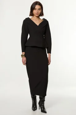 KarenMillen Veste peplum asymétrique ajustée en stretch compact<Femme Tailleurs|Manteaux Et Vestes D’Automne