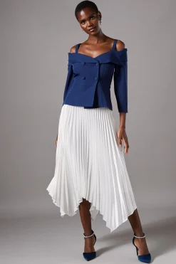 Veste Peplum à Épaules Dénudées et Manches 3/4