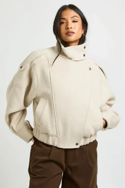 Veste Petite Asymétrique Aspect Laine