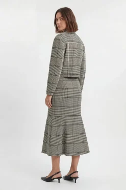 Veste Petite Cintrée À Carreaux Col Montant
