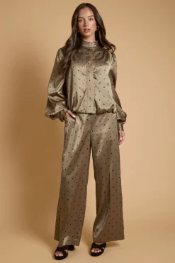 Veste Petite À Col Cheminée En Crêpe Satiné À Pois