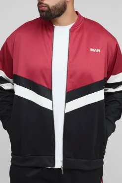 Veste Plus Man Tricot Colour Block Coupe régulière à col cheminée