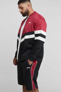 Veste Plus Man Tricot Colour Block Coupe régulière à col cheminée