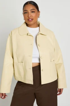 Veste Plus Pu à ourlet élastique