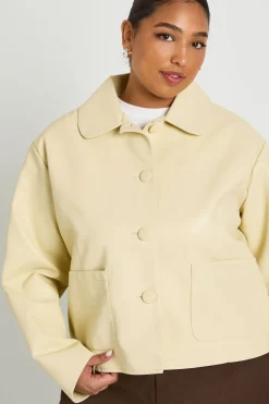 Veste Plus Pu à ourlet élastique