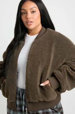 boohoo Veste Plus Teddy en synthétique<Femme Vestes & Manteaux|Bombers