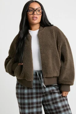 boohoo Veste Plus Teddy en synthétique<Femme Vestes & Manteaux|Bombers