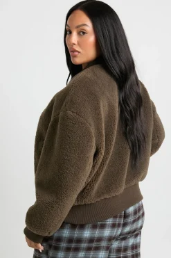 boohoo Veste Plus Teddy en synthétique<Femme Vestes & Manteaux|Bombers