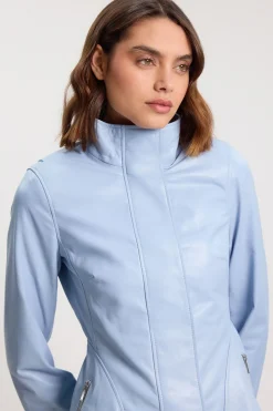 Veste Péplum En Cuir Avec Fermeture Éclair