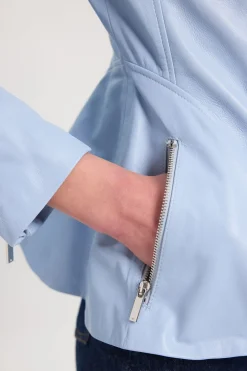 Veste Péplum En Cuir Avec Fermeture Éclair