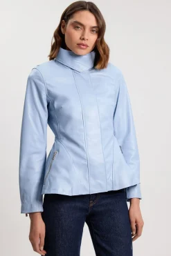 Veste Péplum En Cuir Avec Fermeture Éclair