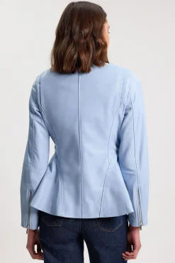 Veste Péplum En Cuir Avec Fermeture Éclair
