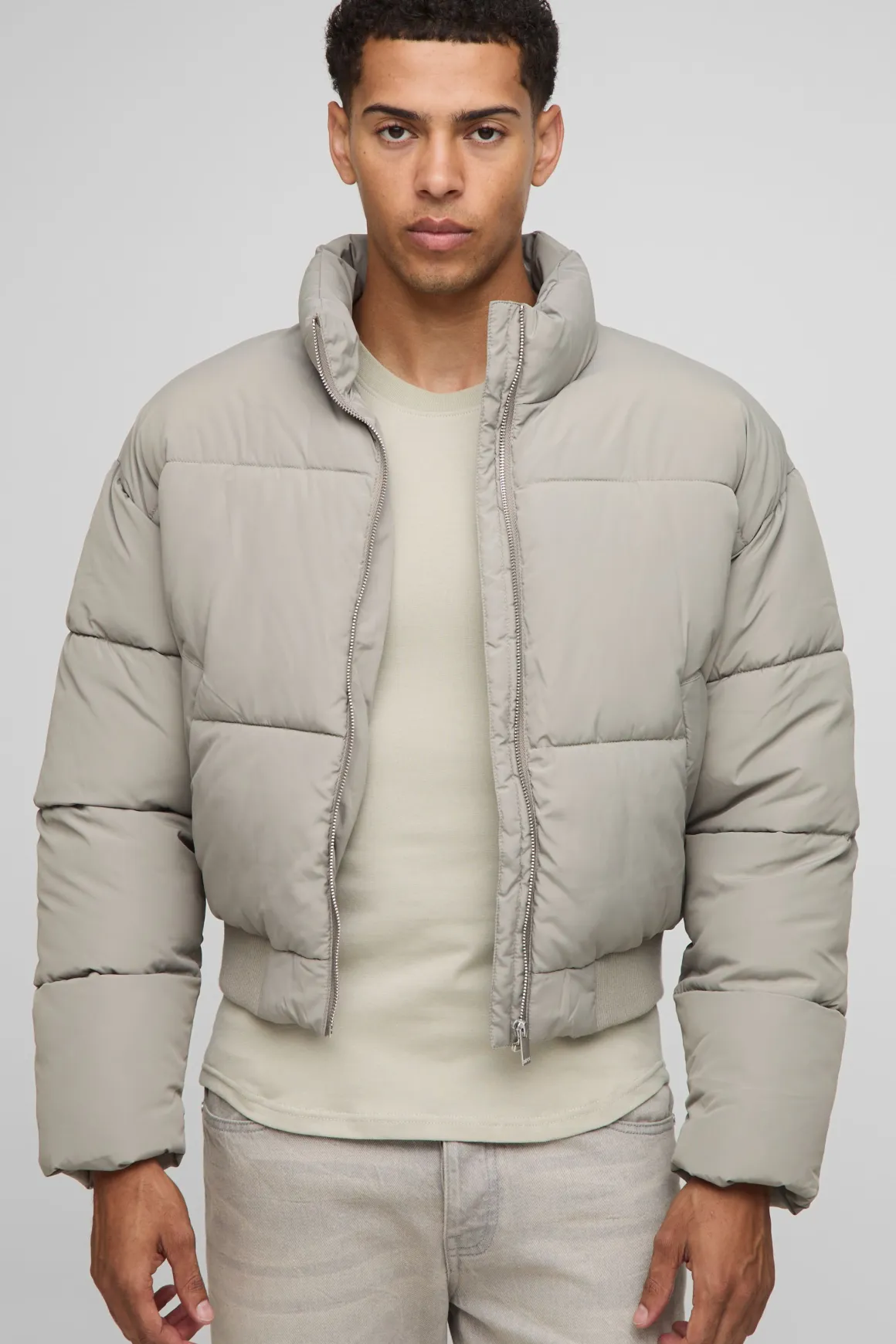 Veste Puffer Boxy à col cheminée et ourlet style bomber