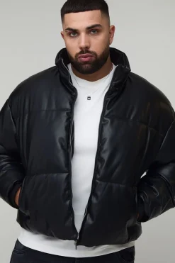 boohooMAN Veste Puffer Boxy à ourlet incurvé en synthétique<Homme Vestes & Manteaux Grande Taille|Tout Afficher