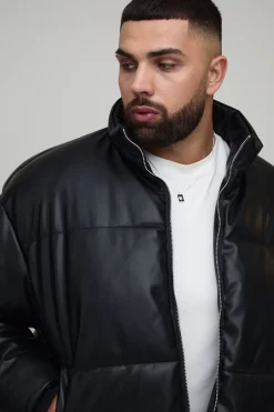 boohooMAN Veste Puffer Boxy à ourlet incurvé en synthétique<Homme Vestes & Manteaux Grande Taille|Tout Afficher