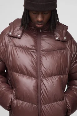 boohooMAN Veste puffer à capuche à panneaux, coupe régulière, finition brillante et effet entonnoir<Homme Manteaux Et Vestes