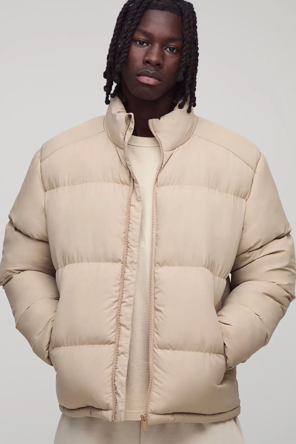 Veste puffer à col cheminée en Stone