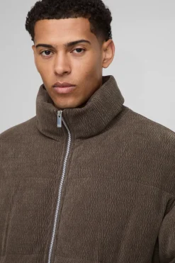 Veste puffer à col entonnoir, coupe régulière, à texture synthétique