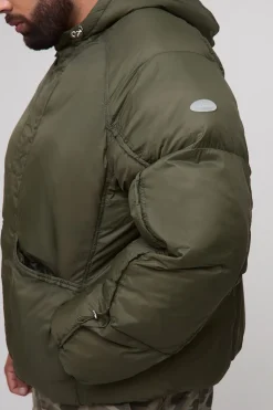 Veste puffer à coupe oversize, manches froncées et à empiècements