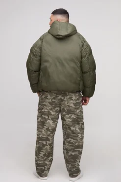 Veste puffer à coupe oversize, manches froncées et à empiècements