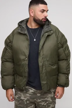 Veste puffer à coupe oversize, manches froncées et à empiècements