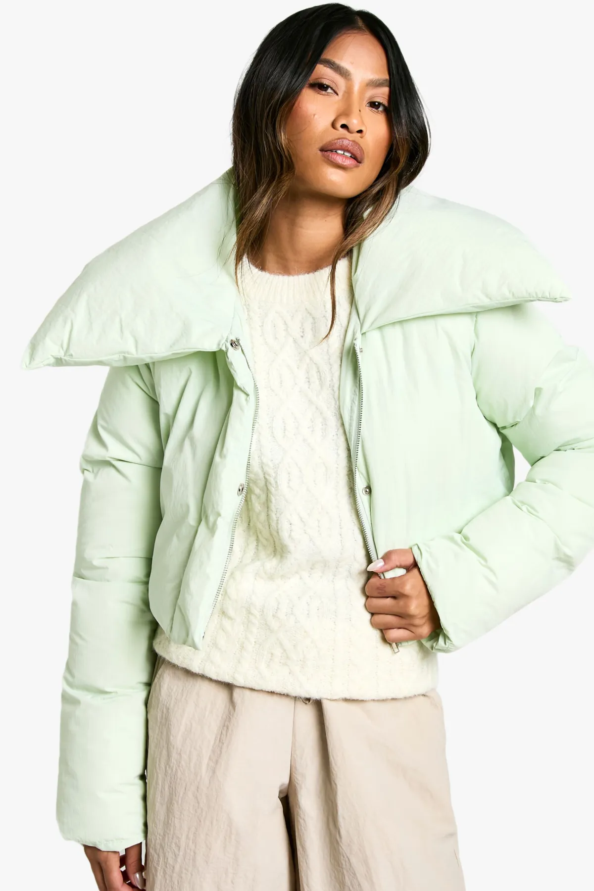 boohoo Veste Puffer Cropped de Ski<Femme Doudounes|Vestes & Manteaux