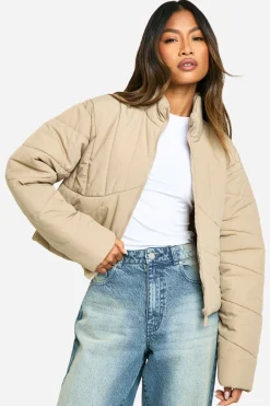 boohoo Veste Puffer Détail de Couture<Femme Manteaux Et Vestes D’Automne|Doudounes