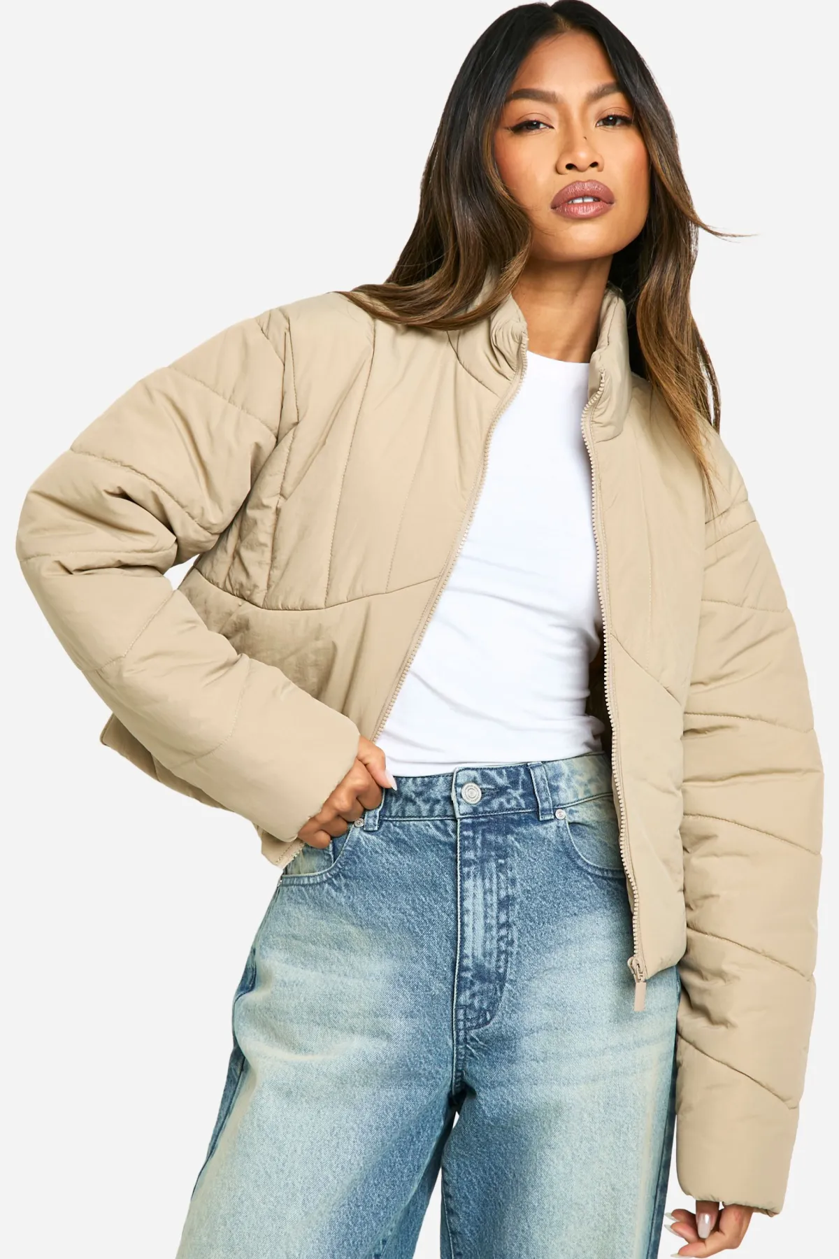 boohoo Veste Puffer Détail de Couture<Femme Manteaux Et Vestes D’Automne|Doudounes