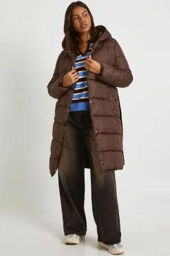 Veste puffer longue à ceinture