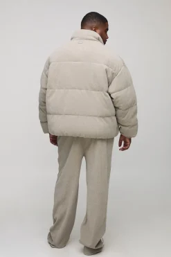 Veste puffer Plus Regular Fit à col entonnoir en synthétique texturé