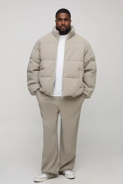 Veste puffer Plus Regular Fit à col entonnoir en synthétique texturé