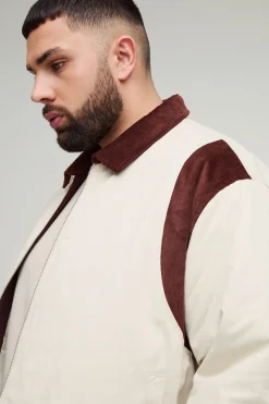 Veste rembourrée à col contrastant en corde, coupe oversize