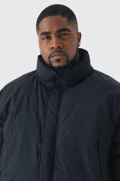 boohooMAN Veste rembourrée à col enton en pour grandes tailles<Homme Vestes & Manteaux Grande Taille|Tout Afficher