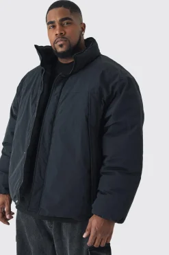 boohooMAN Veste rembourrée à col enton en pour grandes tailles<Homme Vestes & Manteaux Grande Taille|Tout Afficher