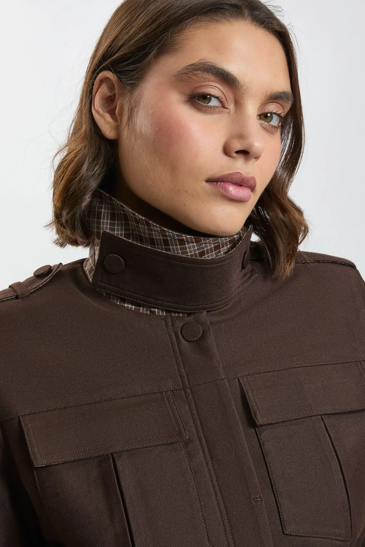 KarenMillen Veste Safari Cintrée En Sergé Stretch Avec Ceinture<Femme Tailleurs|Manteaux Et Vestes D’Automne