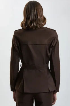 KarenMillen Veste Safari Cintrée En Sergé Stretch Avec Ceinture<Femme Tailleurs|Manteaux Et Vestes D’Automne