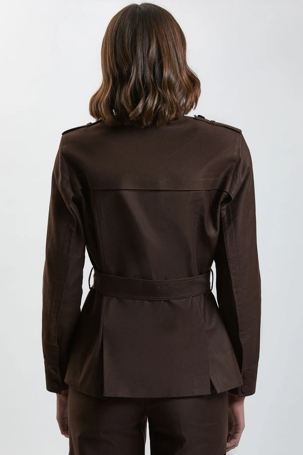 KarenMillen Veste Safari Cintrée En Sergé Stretch Avec Ceinture<Femme Tailleurs|Manteaux Et Vestes D’Automne