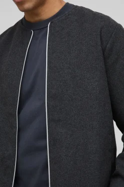 Veste sans col à fermeture éclair brossée