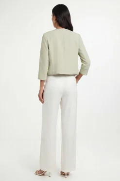 Veste Sans Col Tissée À Détails Contrastés
