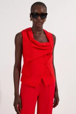 Veste sans manches à détails drapés sur mesure