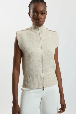 KarenMillen Veste Sans Manches Tricotée Douillette En Mélange De Laine<Femme Vestes & Manteaux