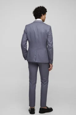 Veste à simple boutonnage motif pied-de-poule tonal