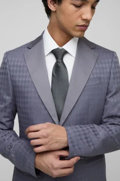 Veste à simple boutonnage motif pied-de-poule tonal