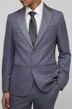Veste à simple boutonnage motif pied-de-poule tonal