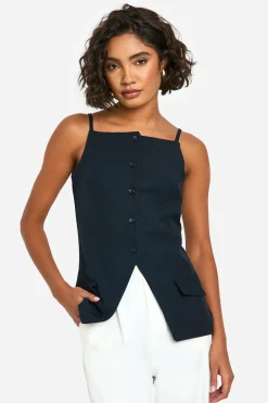 Veste à taille haute à col carré et col montant