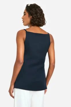 Veste à taille haute à col carré et col montant