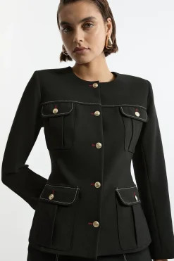 KarenMillen Veste Tailleur Ajustée en Tissu Stretch Compact<Femme Tailleurs|Ensembles
